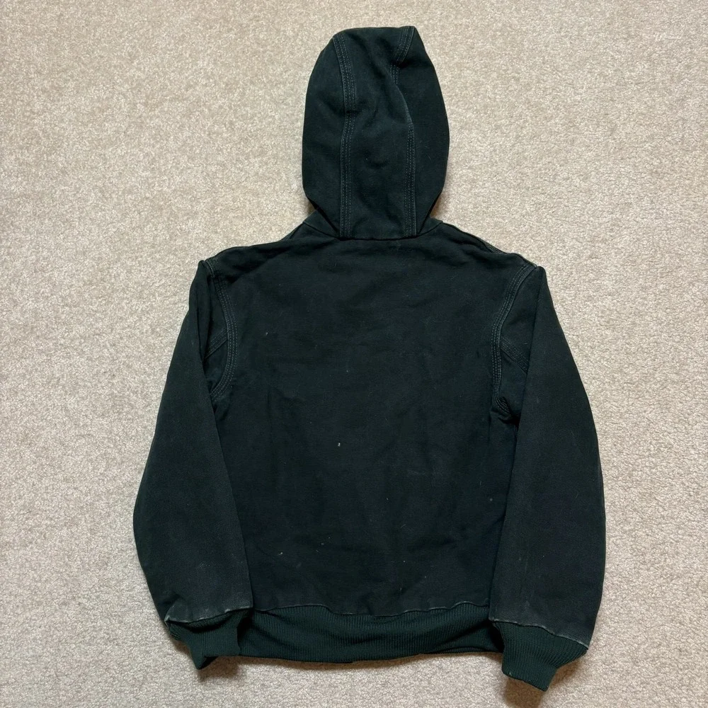 Vtg Carhartt Jacket Boys‎ Small 6/7 Spruce Green Canvas Hooded Active YYJ169 SPC